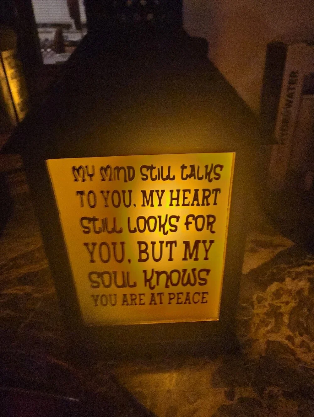 Memorial Lantern with 'Your Wings Were Ready' Sentiment - Amber Glow
